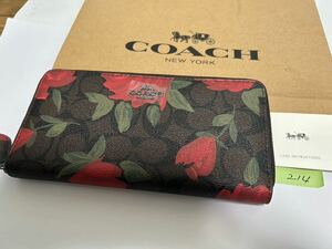 214 新品未使用 COACH コーチ 長財布 花柄 ラウンドファスナー アウトレット F26290