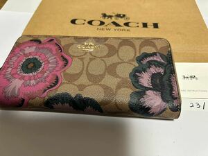 231 新品未使用 COACH コーチ 長財布 花柄 ラウンドファスナー アウトレット F6657