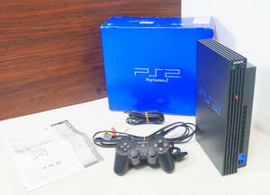 ▲(R512-B49)PS2 プレイステーション2 SCPH-15000 本体 コントローラー 箱 説明書 付属 Playstation2