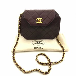 1円 良品 CHANEL シャネル ラムスキン マトラッセ オクタゴン チェーン ショルダー バッグ ボルドー K96