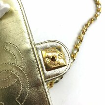 CHANEL シャネル ミニマトラッセ プッシュロック チェーン ショルダー バッグ ゴールド 良品 A1279_画像9