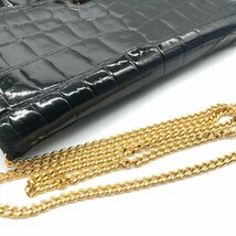 CELINE セリーヌ 馬車 金具 クロコ 2WAY ショルダー チェーン バッグ ブラック A388_画像6