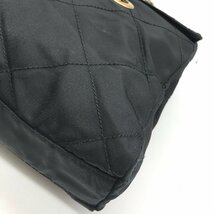 1円 良品 PRADA プラダ 三角ロゴ テスート ナイロン キルティング チェーン ショルダーバッグ ブラック A1319_画像4