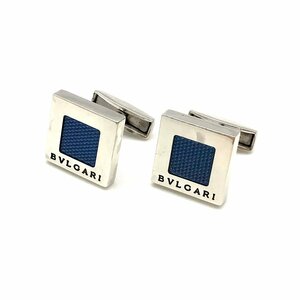 BULGARI BVLGARY Logo SV925 cuffs button cuff links 20g silver x blue superior article M9531