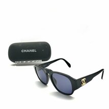 CHANEL シャネル サイド ココマーク サングラス アイウェア ブラックxゴールド 良品 M11142_画像1