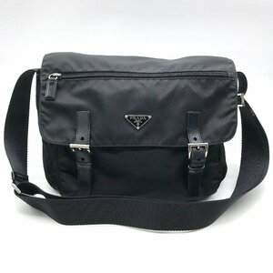 1円 良品 PRADA プラダ 三角 ロゴ テスート ナイロン メッセンジャー ショルダー バッグ ブラック A1491