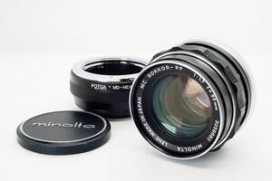 年末セール【極美品】実写確認済み ミノルタ MC ROKKOR-PF 55mm F1.7 Eマウントアダプター付き オールドレンズ カビ くもりなく綺麗な光学