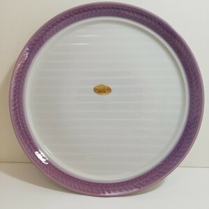 有田焼 華峰 縁紫 和洋皿 直径24.5cm×高さ3cm 未使用品 [和食器 洋食器 中皿 磁器皿 有田 日本美術] 