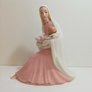 オランダ製 聖母マリア像 聖母子像 高さ20cm 重さ409ｇ [ビンテージ 置物 磁器 人形 フィギュリン キリスト教 神物 オブジェ ]