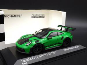 1:43 Minichamps ポルシェ 911 (992) GT3 RS Weissach Package パイソングリーン 2023 ドイツ限定(パッケージ破れ)