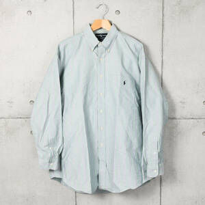 Poloラルフローレン◆BIG SHIRT オックスフォード ストライプ B.Dシャツ◆グリーン×パープル◆サイズL