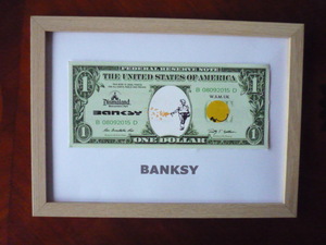  free shipping * Bank si-Banksy 1 dollar * genuine work guarantee * canvas cloth * autograph equipped *Dismalandtizma Land ..7