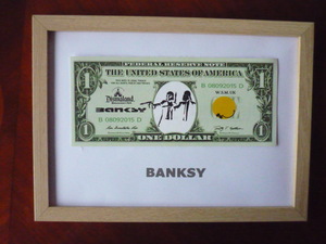 Art hand Auction 送料無料★バンクシー Banksy 1ドル★真作保証★キャンバス生地★サインあり★Dismalandディズマランドにて9, 美術品, 絵画, アクリル, ガッシュ