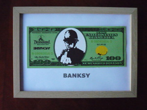 送料無料★バンクシー Banksy １００ドル ★真作保証★キャンバス生地★サインあり★Dismalandディズマランドの入場チケットあり31