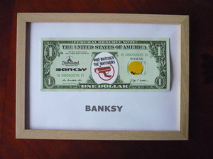  free shipping * Bank si-Banksy 1 dollar * genuine work guarantee * canvas cloth * autograph equipped *Dismalandtizma Land ..41