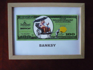 送料無料★バンクシー Banksy １００ドル ★真作保証★キャンバス生地★サインあり★Dismalandディズマランドの入場チケットあり46