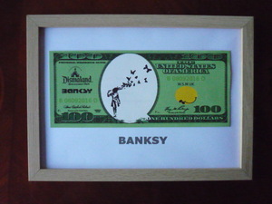  free shipping * Bank si-Banksy 100 dollar * genuine work guarantee * canvas cloth * autograph equipped *Dismalandtizma Land. go in place ticket equipped 31