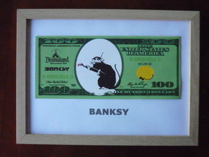  free shipping * Bank si-Banksy 100 dollar * genuine work guarantee * canvas cloth * autograph equipped *Dismalandtizma Land. go in place ticket equipped 35