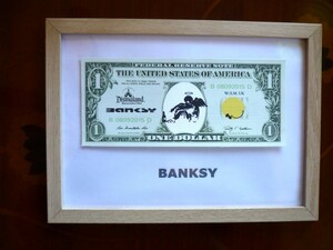 送料無料★バンクシー Banksy １ドル★真作保証★キャンバス生地★サインあり★Dismalandディズマランドにて22-1