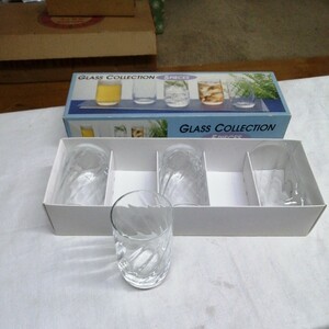 グラスコレクション 計4個 ガラス コップ モールタンブラー JAPAN 日本製 アンティーク 昭和レトロ 