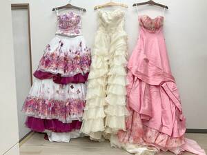 ☆ドレス★カラードレス ウェディングドレス 3点セット 7-11T /ピンク/ホワイト/ピンク ブライダル