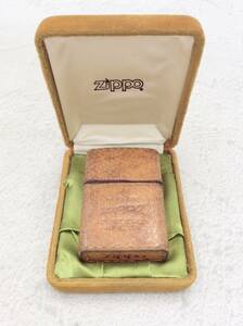 ◇ジッポ◆THE FAMOUS ZIPPO FOR BEST RESULTS ALWAYS USE シルバー 革巻きケース付き 化粧箱付き ライター 喫煙具