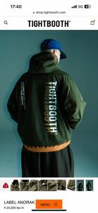 【Mサイズ】tightbooth LABEL ANORAKジャケット　プルオーバー OLIVE オリーブ タイトブース supreme シュプリーム BOXLOGO