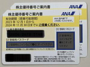【最新】ANA株主優待券 2枚セット 有効期間~2024.11.30まで