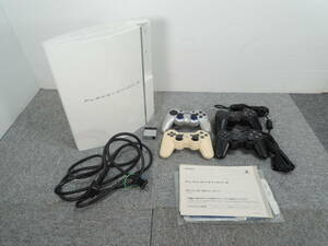 △SONY ソニー PS3 CECHL00 ホワイト コントローラー 4個付き PlayStation3 プレステ３ ゲーム 通電確認済み/管理9482A14