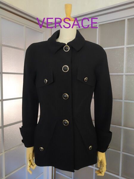 美品★VERSACE ジャンニ ヴェルサーチ ジャケット ブラック ミラノコレクション 90年代