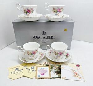 未使用★ロイヤルアルバート MOSS ROSE カップ&ソーサ 4客セット★金彩 洋食器 ROYAL ALBERT 箱付 花柄 ティーカップ イングランド