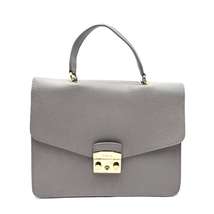 フルラ FURLA ハンドバッグ ロック付き リザード スウェード グレー 灰色 送料無料 g0628zq063-100m 中古 古着 ブランド古着DB_画像1