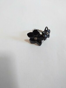 Baccarat　バカラ　指輪　リング　フラワー　花　デザイン　約12.5号　ブラック　シルバー