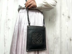 極美品 新品同様 LOEWE ロエベ アナグラム ショルダーバッグ バッグ レザー 黒 66477