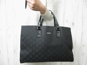 極美品 GUCCI グッチ GG柄 トートバッグ ハンドバッグ バッグ ナイロン×レザー 黒 A4収納可 メンズ 66918