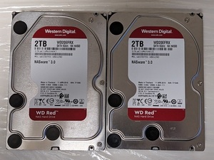 WESTERN DIGITAL Red WD20EFRX NX HA500 2個セット 2TB x2 4TB 3.5インチ SATA HDD WD ウェスタンデジタル レッド NASware3.0【中古】