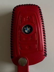 BMW Fシリーズ X3 X4 牛革 ジャストフィット キーケース BMWスマートキーケース BMWキーケース BMWキーレスケース 赤色縫い糸黒 1