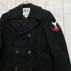 美品 米軍 U.S.NAVY ワッペン付 ウールPコート 38L 2015年納品