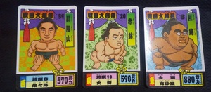 戦国大相撲　3枚セット　赤鉾　昇陽山　巨錦　カードダス　トレカ　アマダ　マイナーカード　当時品　すもう　力士