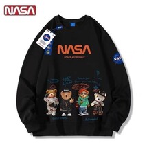 ベアー トレーナー ロングシャツ 長袖 日本未入荷 プレゼント パーカー 新品 NASA 宇宙飛行士 宇宙 裏起毛 厚手 メンズ ブラック 黒_画像4