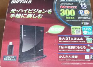 ■即決送料520円■BUFFALOバッファロー300Mbps AirStation WHR-G301N/U USB2.0無線子機セット/アンドロイド3DS　11n中継機Windows10対応■