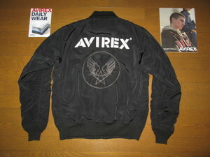 AVIREX アヴィレックス MA-1 フライト ジャケット ブラック エアフォースマーク 刺繍 ロゴ プリント XL 42