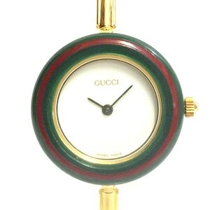 GUCCI グッチ 11/12.2 チェンジベゼルウォッチ クォーツ レディース 腕時計 ゴールドカラー【送料無料】中古品 used AB