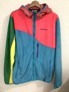 QUIKSILVER クイックシルバー　NEON ADIKT ネオンアデクト　クレイジーパターンフリースジャケット　マルチ　ネオンカラー　古着