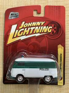 B【16 ホワイト/POLIZEI】 1965 VW TRANSPORTER JOHNNY LIGHTNING ジョニーライトニング TOMY 空冷VW パネルバン 1/64 ショートカード