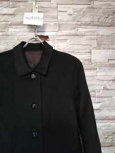 women's G52 東洋紡糸工業 カシミヤ100％ ステンカラーコート ロングコート F ブラック ピュアカシミヤ