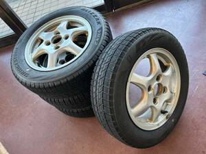 スバル純正 日本製 13インチ 4J +45 4穴 4H PCD100 155/65R13 タイヤ ホイール 4本 ヴィヴィオ プレオ VRX2 スタッドレスタイヤセット