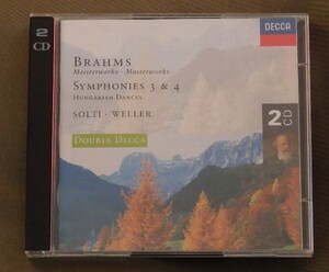 ブラームス交響曲第3番、第4番、ハンガリー舞曲全曲　ショルティ、シカゴ響他（2枚組）