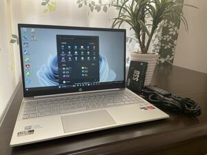 (美品)第5世代Ryzen 7 5825U HP Pavilion 15 EH メモリ16GB/新NVMeSSD512GB/Bluetooth/Wifi/Webカメラ/Office/15.6型FHDタッチパネル(保証)