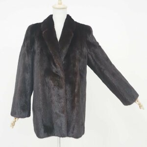 美品【 ORIGINAL FUR / 銀 SAGA MINK 】 高級毛皮 ダークミンク ◆ハーフコート 77cm丈 ◆黒色に近いDB ◆サイズ 11号 大き目 ◆T007Y